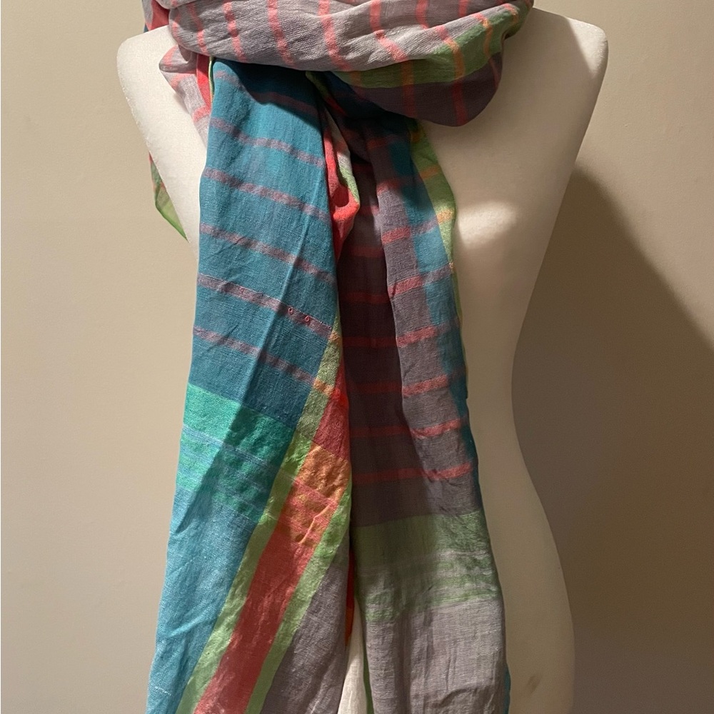 Anthropologie Large Colorful Cotton Lightweight Scarf NWT - Picture 5 of 5